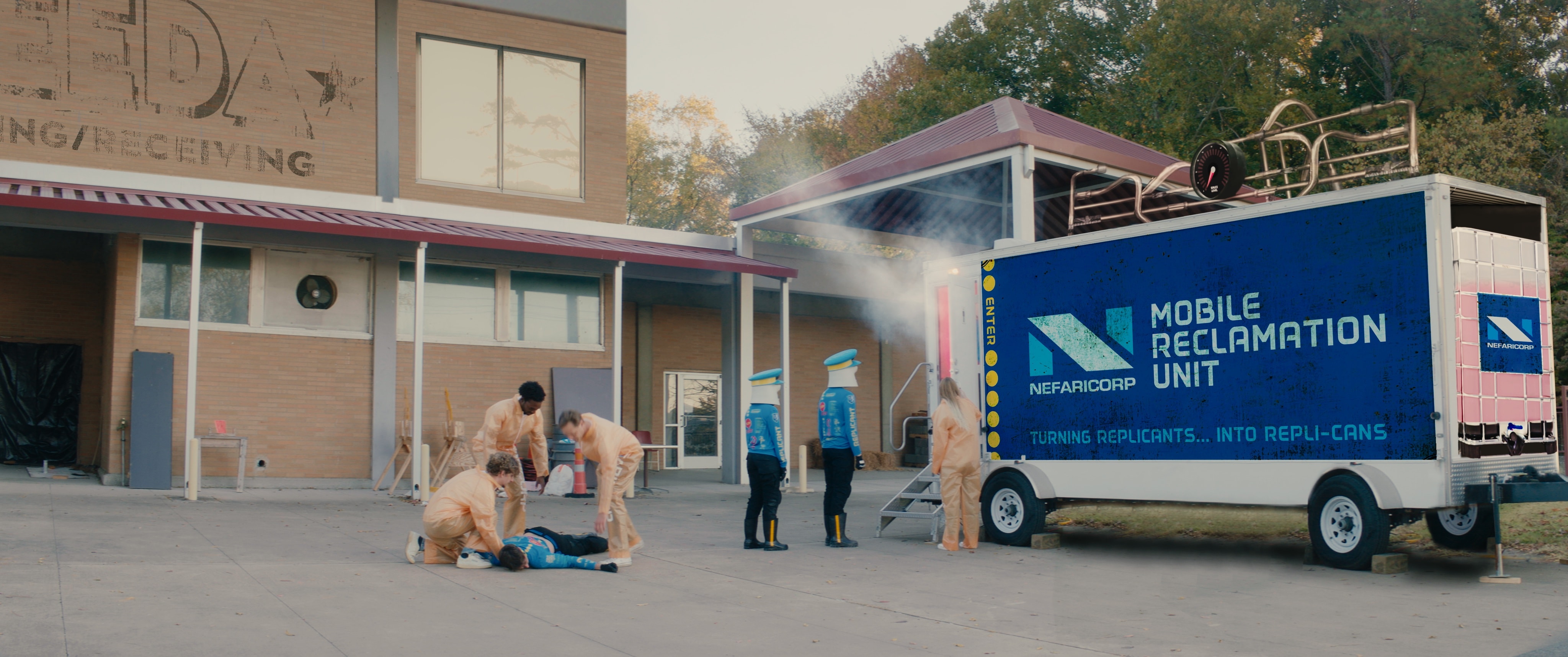 Clone Cops production still 39 - behind the scenes scene from the 2025 indie sci-fi comedy film Clone Cops featuring action and comedy